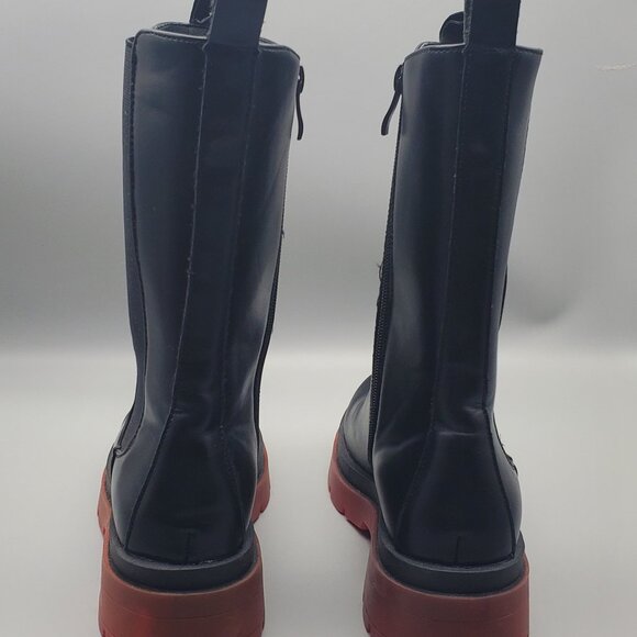 Forever 21 Women’s Black Chunky Platform Boots Size 7 | Faux Leather Zip Closure - Picture 3 of 9